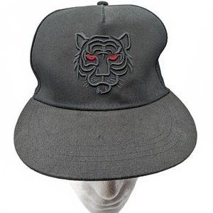 Black Tiger Embroidered Snapback Baseball Hat Flat Brim Cap OSFA Red