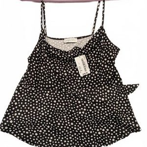 Juniper Bleu Floral Camisole Top - Black with White Flowers