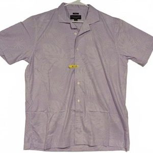 Pronto Uomo Modern Fit Purple Stripe Short Sleeve Button Up Shirt Mens Large