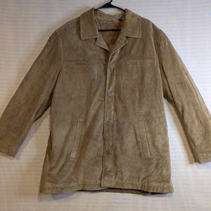 Roundtree & Yorke Genuine Leather Jacket Brown Button-Up Vintage L Outerwear