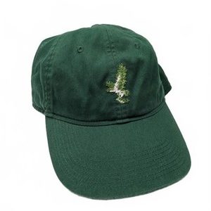 Smathers & Branson Green Cotton Needlepoint Tree Baseball Hat Adjustable