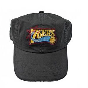 Philadelphia 76ers Vintage Black Adjustable Strapback Hat Mens One Size