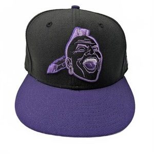 New Era Cooperstown Atlanta Braves Screaming Indian Fitted Hat 7 1/8 Purple