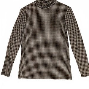 J McLaughlin Houndstooth Mock Neck Long Sleeve Stretch Top Womens Small