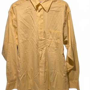 Izod Mens Tall 17 1/2 34/35 Shirt Button Down Long Slv Yellow Wrinkle Free R12