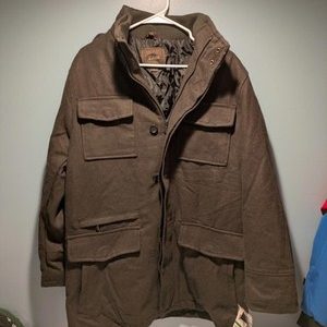Mens Tasso Elba Wool Blend Car Coat Military Style pockets L