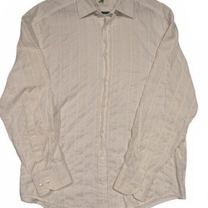 JC Los Angeles White Striped Button Up Long Sleeve Casual Shirt Mens XL