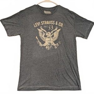 Levis Graphic Tee Blue Distressed Eagle Print Short Sl Casual T-Shirt Mens XL
