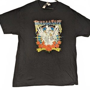 Voodoo Rock World Tour Cotton Graphic Tee Skeleton Roses Men Large Black Shirt