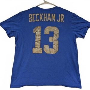 Nike New York Giants Beckham Jr 13 Blue NFL Graphic Short Sleeve T-Shirt Men XL