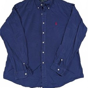 Ralph Lauren Classic Fit Long Sleeve Blue Oxford Button Down Shirt Mens XL