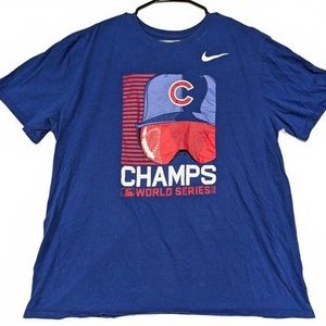 Nike Cubs 2016 World Series Champs Tee Graphic T-Shirt Blue Men's XXL
