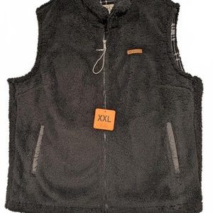 Sage Collective Sherpa Fleece Full Zip Vest Charcoal Plaid Lined Teddy Mens XXL