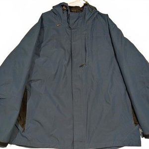 Lands End Blue Hooded Waterproof Windbreaker Jacket Mens XXL 50-52