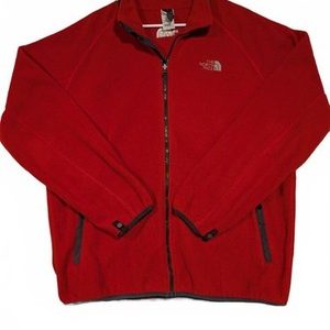 The North Face Denali Red Full Zip Fleece Jacket Outdoor Hiking Warm Mens XL