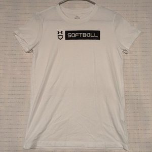 Under Amour Softball Bar Short Sleeve, White, Small