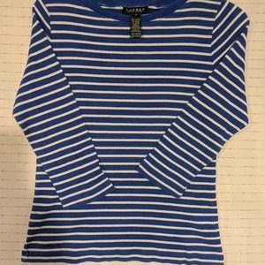 Lauren Ralph Lauren Long Sleeve Womens Small Shirt Blue White Striped