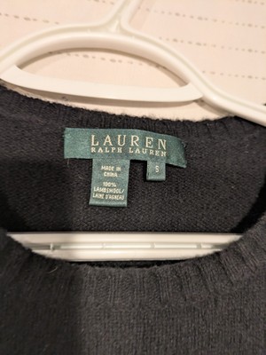 Ralph Lauren Womens Small Black 100% Lambswool Sweater RLL Logo - Image 5
