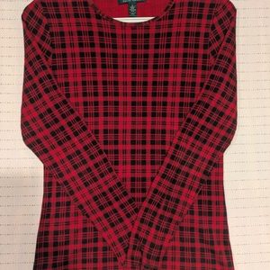 Lauren Ralph Lauren Classic Pullover Red Gingham Cotton Sweater Size Small