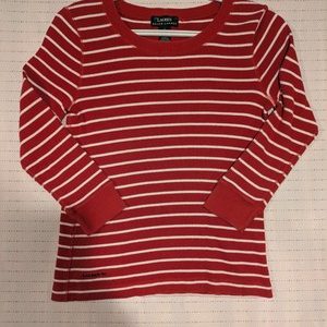 Lauren Ralph Lauren Long Sleeve Shirt Red White Womens Small Cuffs