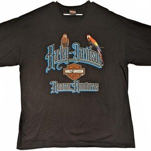 Harley Davidson Roatan Honduras Parrot Motorcycle Graphic T-Shirt Mens 2XL