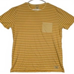 Abercrombie & Fitch Garment Dyed Striped Pocket T-Shirt Yellow White Mens Large