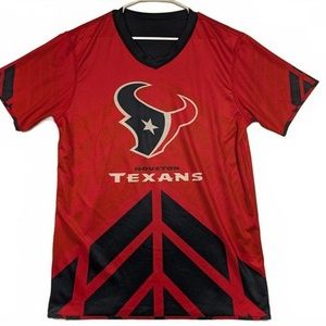 Houston Texans NFL Flag Football Red Graphic V-Neck Jersey Shirt Mens Medium