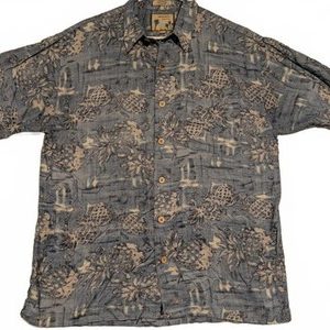 Imprints Sportswear Hawaiian Pineapple Print Rayon Button Shirt Mens Large