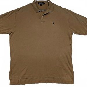 Polo Ralph Lauren Classic Khaki Short Sleeve Polo Shirt Embroidered Logo Mens XL