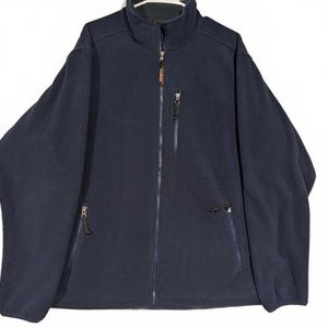 LL Bean Full Zip Fleece Jacket Navy Blue Warm Outdoor Casual Coat Mens L Tall