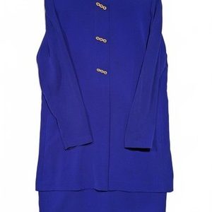 Evan Picone Royal Blue Long Sleeve Sheath Dress Gold Button Accent Womens 10