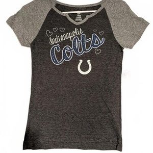NFL Team Apparel Indianapolis Colts Gray Graphic Short Sleeve T-Shirt Girls L