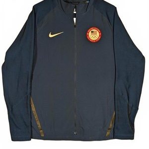 Nike USA Olympic Team Full Zip Training Jacket Blue Dri Fit Mens Large
