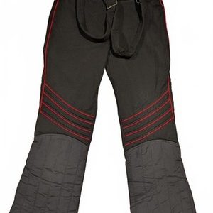 Profile Red Piped Ski Pants Black Quilted Knees Belted 36 Mens Regular 35x30