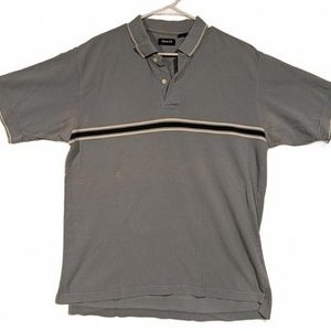 Arrow Blue Stripe Polo Shirt Classic Fit Cotton Casual Golf Style Mens Large