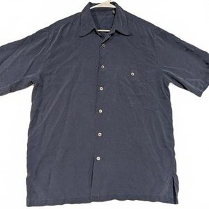 Tori Richard Short Sleeve Shirt Embroidered Palm Tropical Hawaiian 100% Silk