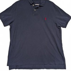 Ralph Lauren Men's Polo Shirt Navy Blue Mens XL 100% Cotton Red Pony