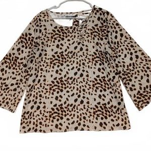 Jay Godfrey Stylish Jay Leopard Print Blouse Bell Sleeves Womens Medium