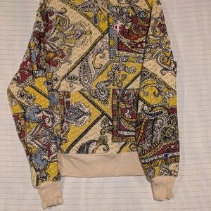 Champion Hoodie Vibrant Paisley Reverse Weave Yellow Red Handkerchief Mens Med