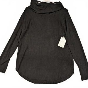 Raya New York Womens Black Ribbed Hem Cowl Neck Sweater Pullover Top Large