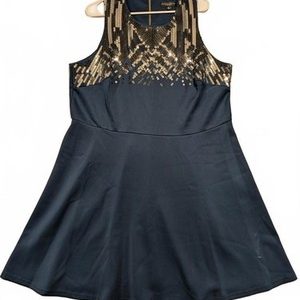 Spenser Jeremy Woman Navy Blue Sequined Dress Womens 1XL Zipper Back