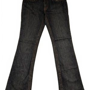 Guess Jeans Denim Relaxed Fit Jeans Flared Embroidered Floral Size 29 32x32 Vtg