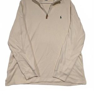 Polo Ralph Lauren 1/4 Quarter-Zip Pullover Sweater Mens XL Cream Long Sleeve