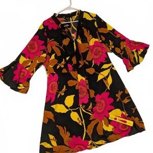 SimplyBe Vibrant Floral Dress with Bell Sleeves 22x37 Size 18 NWT