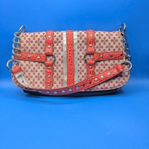 Purse Emily M Red Silver Handbag Chain Strap