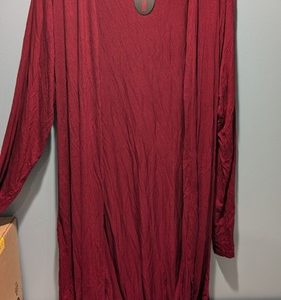 Bluetime  Long Duster Womens 4XL Open Front Red Long Sleeve Lightweight XXXXL