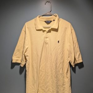 Ralph Lauren Mens Polo 100% Cotton Shirt Pale Yellow Golf T-Shirt Size XL