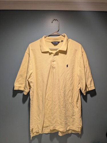Ralph Lauren Mens Polo 100% Cotton Shirt Pale Yellow Golf T-Shirt Size XL