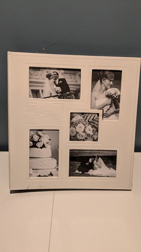 5-Up Collage Frame Sewn Embossed Photo Album -Ivory Unused