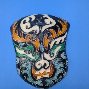 12-150.jpg Asian Mask Wall Art Ceramic 1/1 Vintage